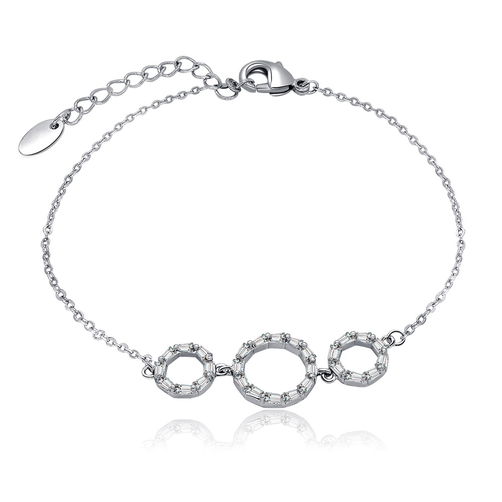 Baguette CZ Circle Charm Bracelet